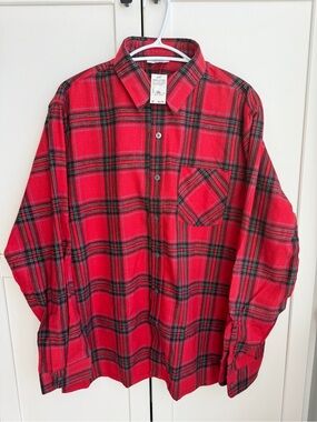 Vintage NOS Made in Canada Red Tartan Plaid Flannel Shirt L Lumberjack Cabincore